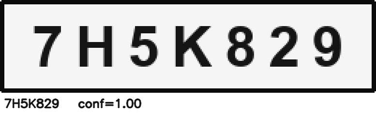 Annotated recognition result for plate 7H5K829